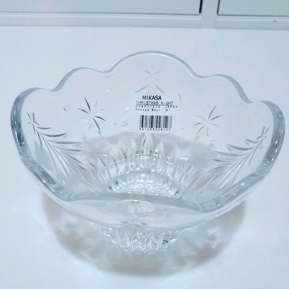 Celebrations by Mikasa  Glass Candy Footed Bowl Christmas Night - Picture 10 of 13